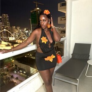 Radiana 2pcs Women Halter Neck Top And Mini Skirt Set